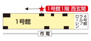 1号館1階西玄関入口　案内図