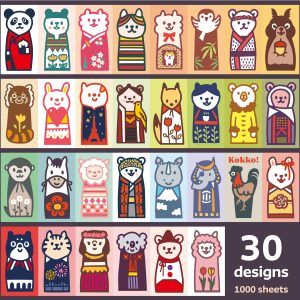 ラベラーロールシール【動物こけし2】
